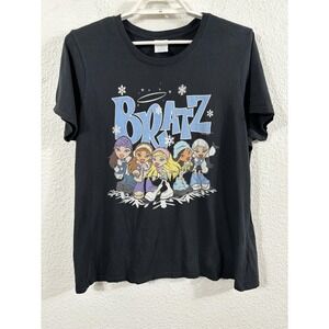 Bratz Shirt Womens XL Black Winter Snowflake Graphic Tee Short Sleeve MGA Dolls
